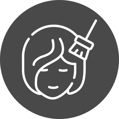 Hair coloring icon with brush and face.